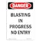 Signmission OSHA Danger, Portrait Blasting In Progress No Entry, 10in X 7in Decal, 7" W, 10" L, Portrait OS-DS-D-710-V-1878 - alternate 1